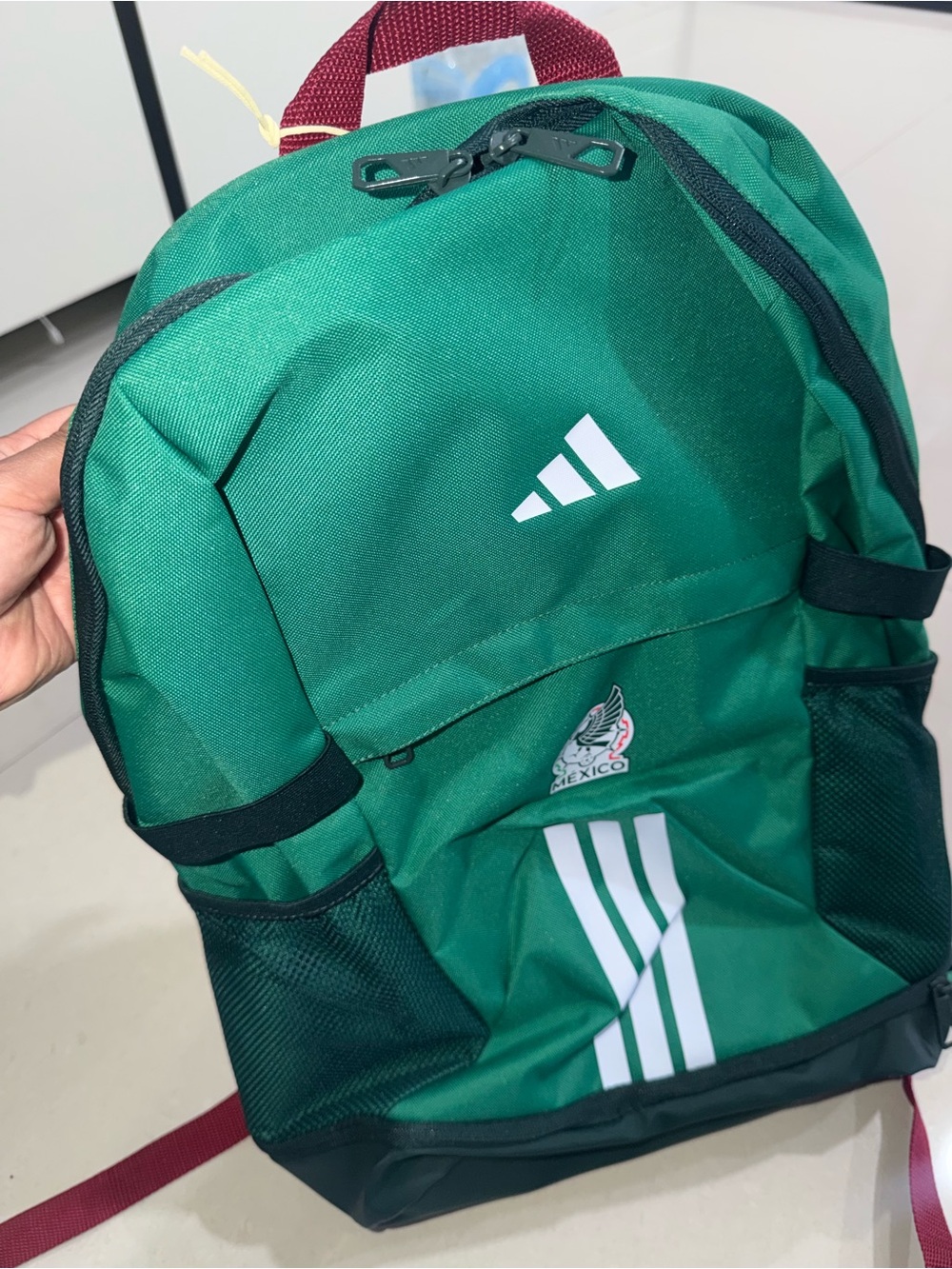 adidas Green Men's Backpack with White Stripes